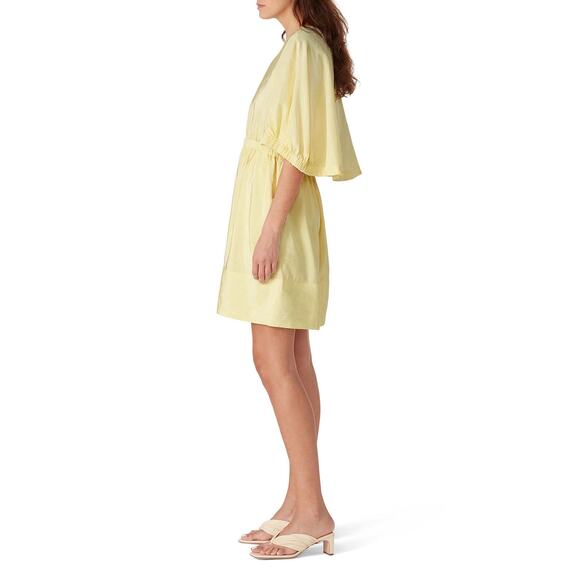 Tibi Gemma Linen Blend Yellow Cape Mini Dress Size 4 - Picture 2 of 16